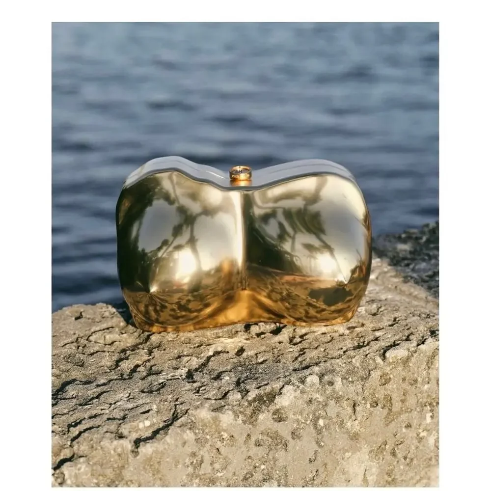 Stunning Cult Gaia Reina Clutch Handbag - NWT Brushed Brass - Picture 5 of 15